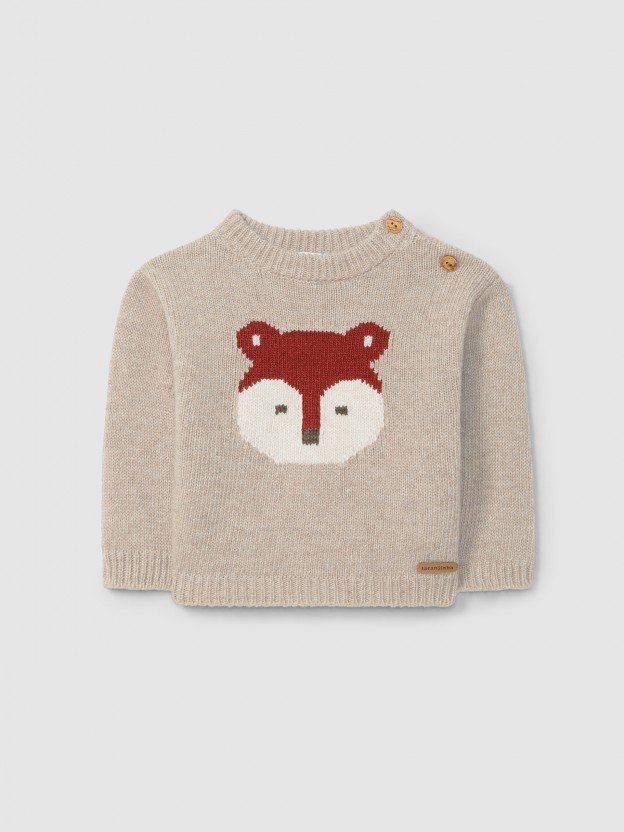 Camisola tricotada com intarsia figurativa Camisola tricotada com intarsia figurativa