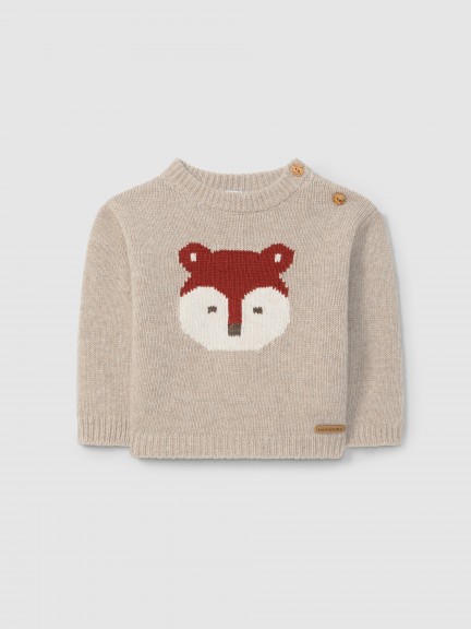 Pull tricot avec intarsia figurative