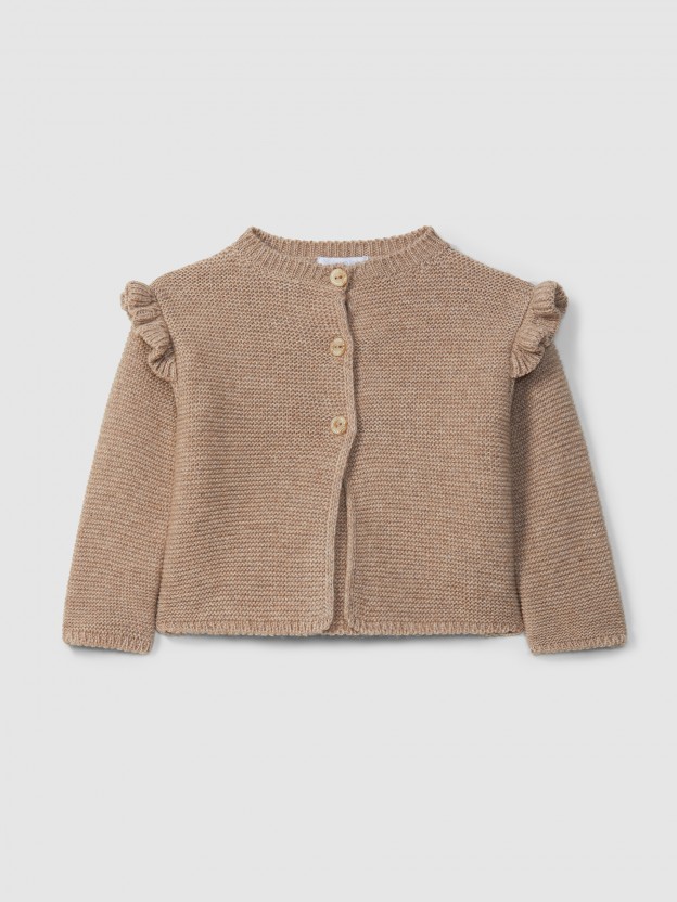 Knitted cardigan with ruffled detail