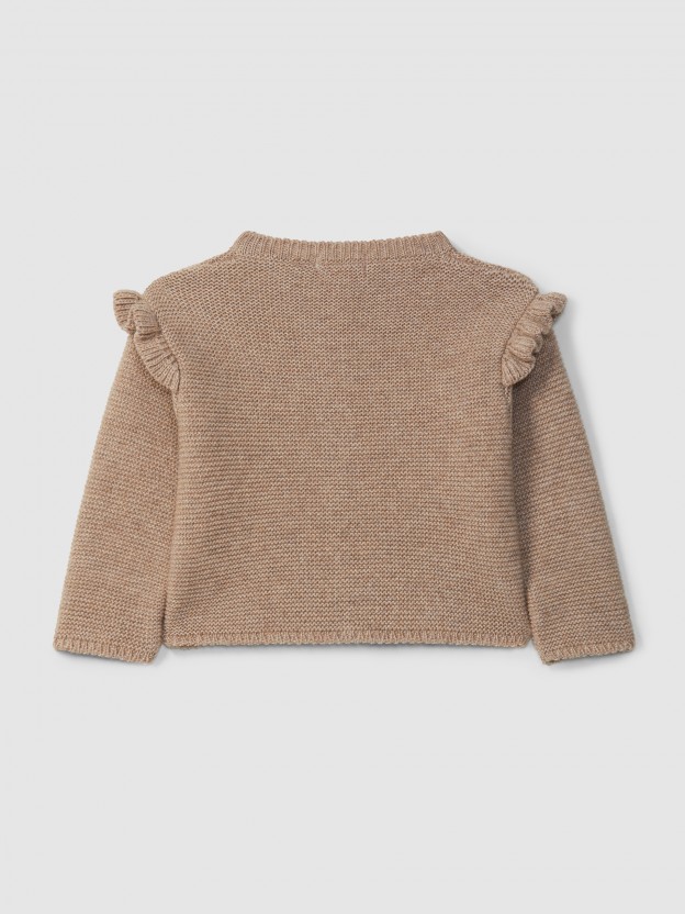 Knitted cardigan with ruffled detail
