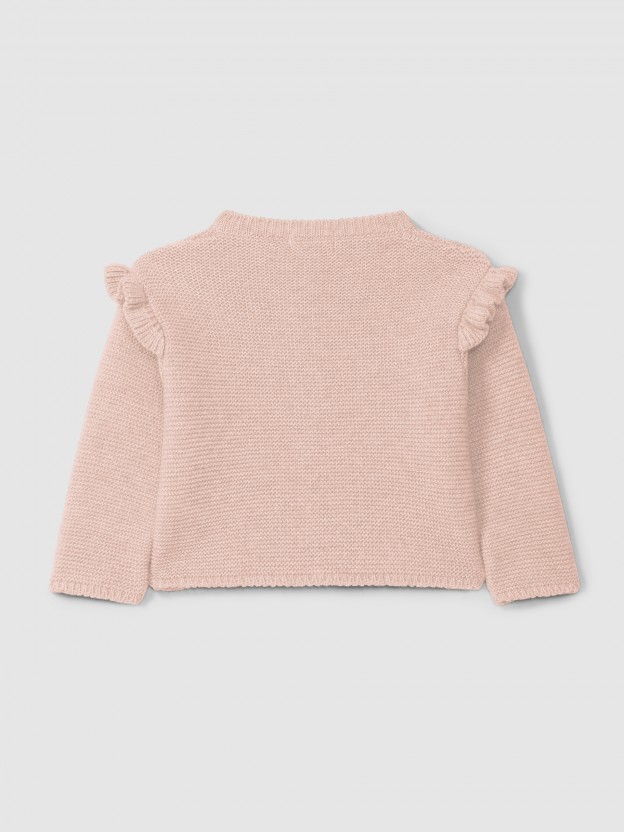 Knitted cardigan with ruffled detail