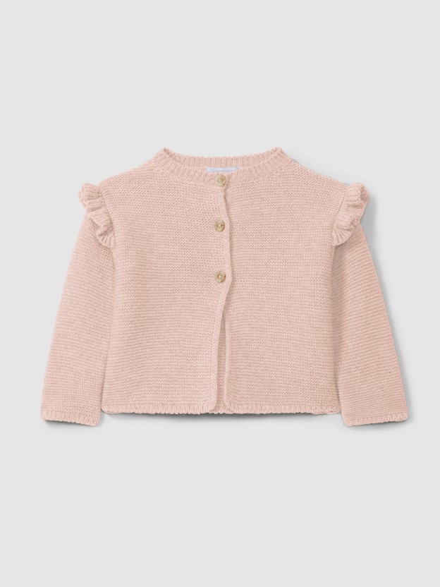 Knitted cardigan with ruffled detail
