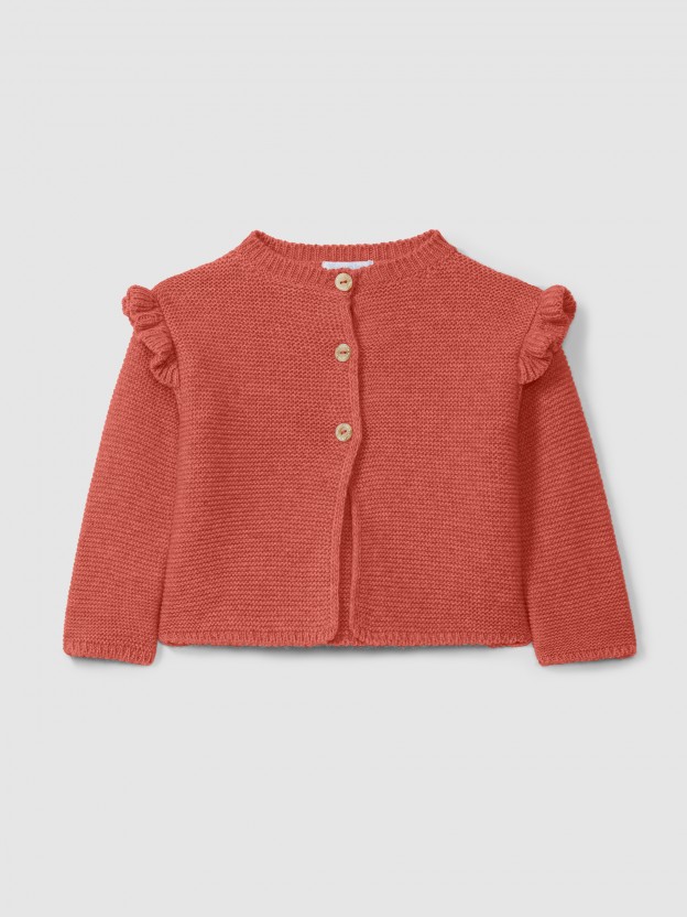 Knitted cardigan with ruffled detail