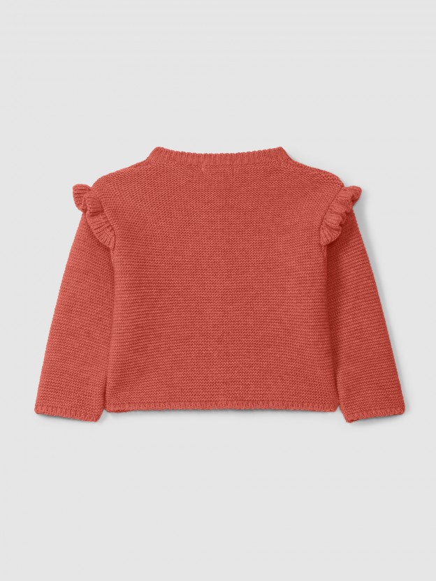 Knitted cardigan with ruffled detail