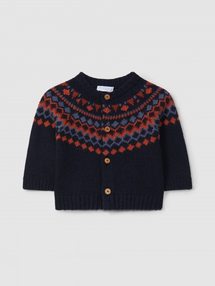 Knitted cardigan with jacquard