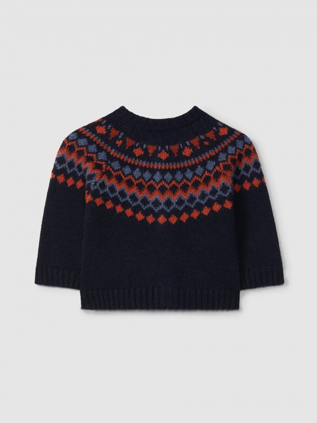 Knitted cardigan with jacquard