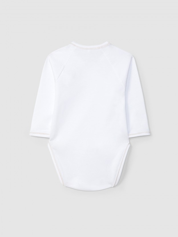 Plain cotton crossover bodysuit