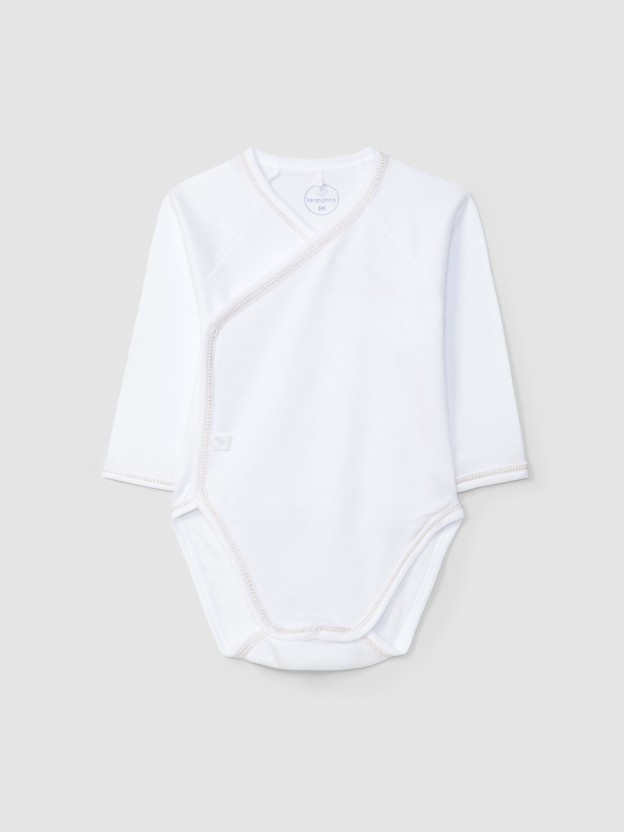 Plain cotton crossover bodysuit