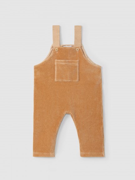 Salopette en tissu de type velours ctel avec poche sur le devant