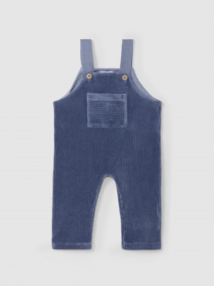 Dungarees in corduroy-type fabric with a front pocket