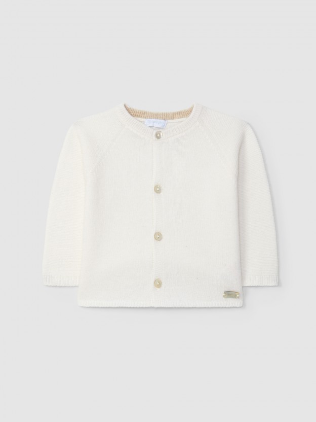Knitted cardigan round collar