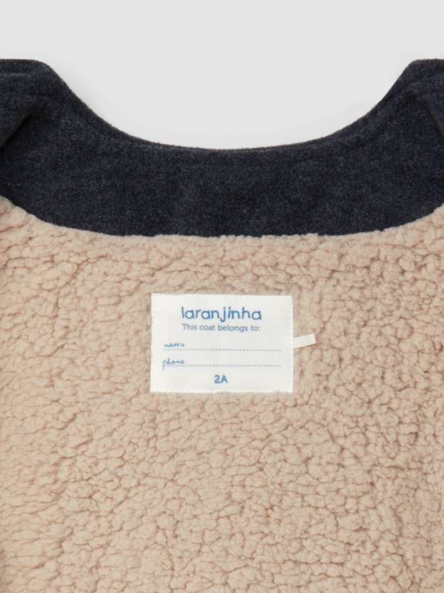Overcoat ruched detail collar and pockets