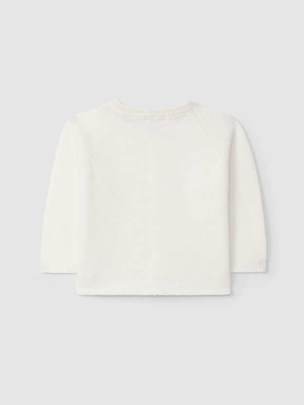 Knitted cardigan round collar