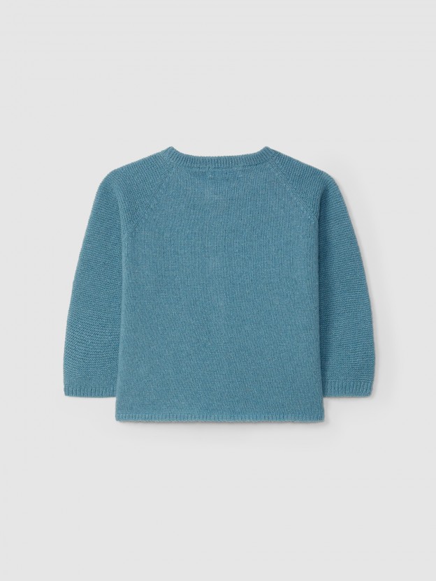 Knitted cardigan round collar