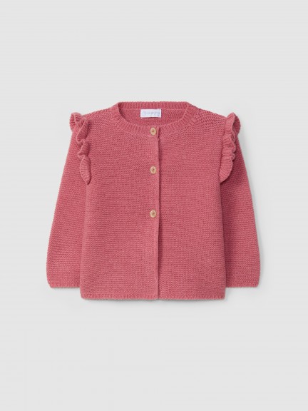 Knitted cardigan with ruffled detail