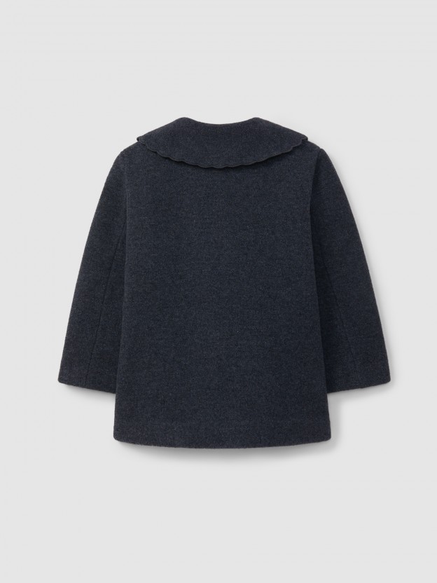 Overcoat ruched detail collar and pockets