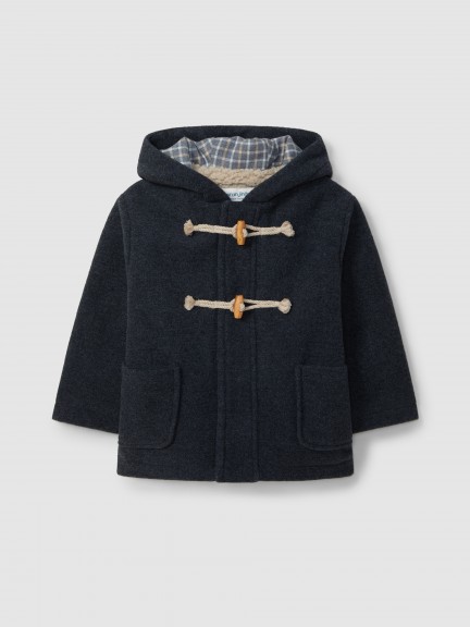 Hooded overcoat with pockets