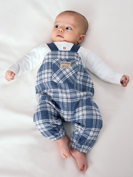 Two-in-one check waffle weave romper