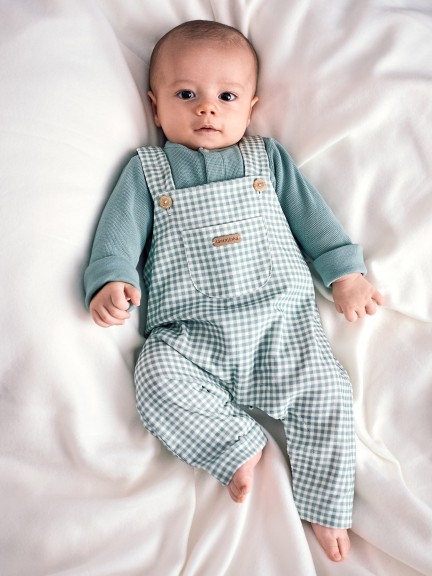 Vichy check dungarees with pocket
