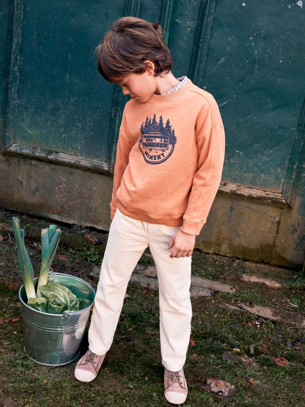 Pantalon pull-up en velours ctel  quatre poches