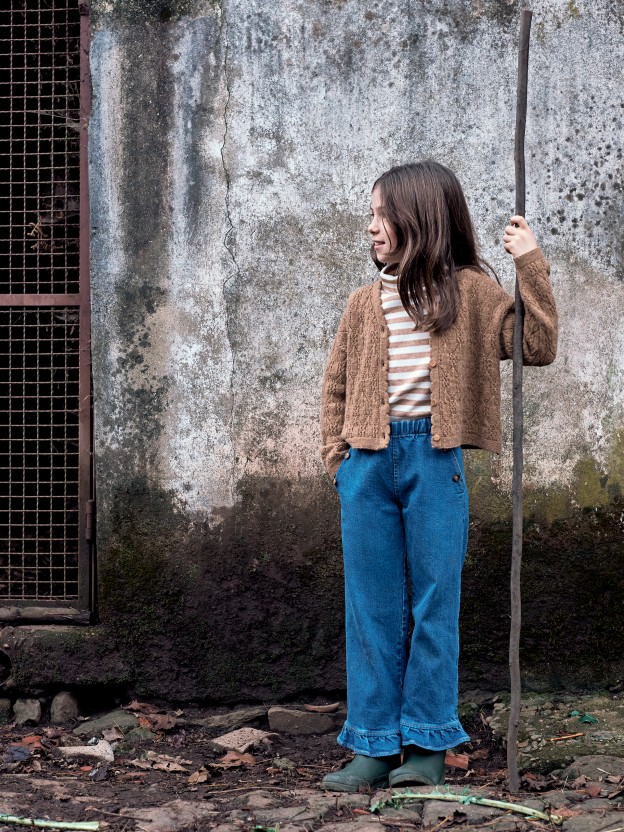 Pantalon en jean avec dtail de volant