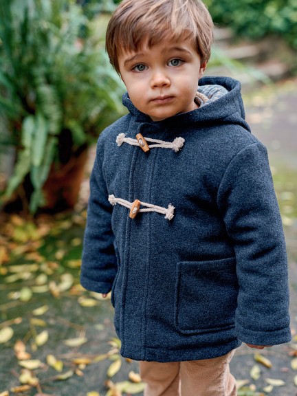 Hooded overcoat with pockets