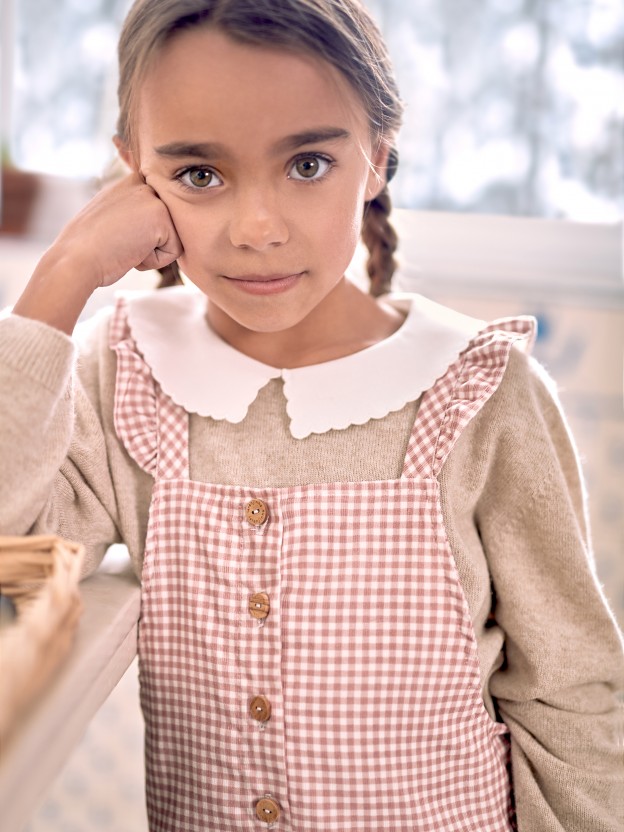 Pull tricot  col en tissu