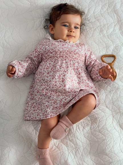 Floral dress with smocking