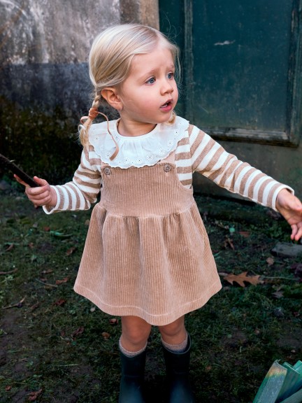 Corduroy-type fabric pinafore dress