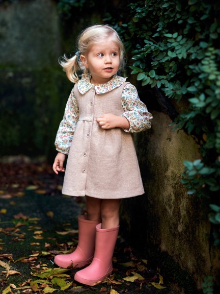 Herringbone knit pinafore dress