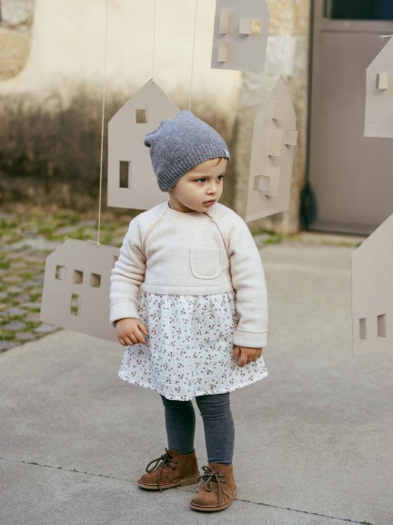 Vestido polar de algodn orgnico y muselina floral