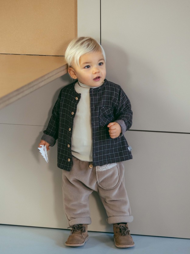 Fleece pull-up pants with pocket Fleece pull-up pants with pocket