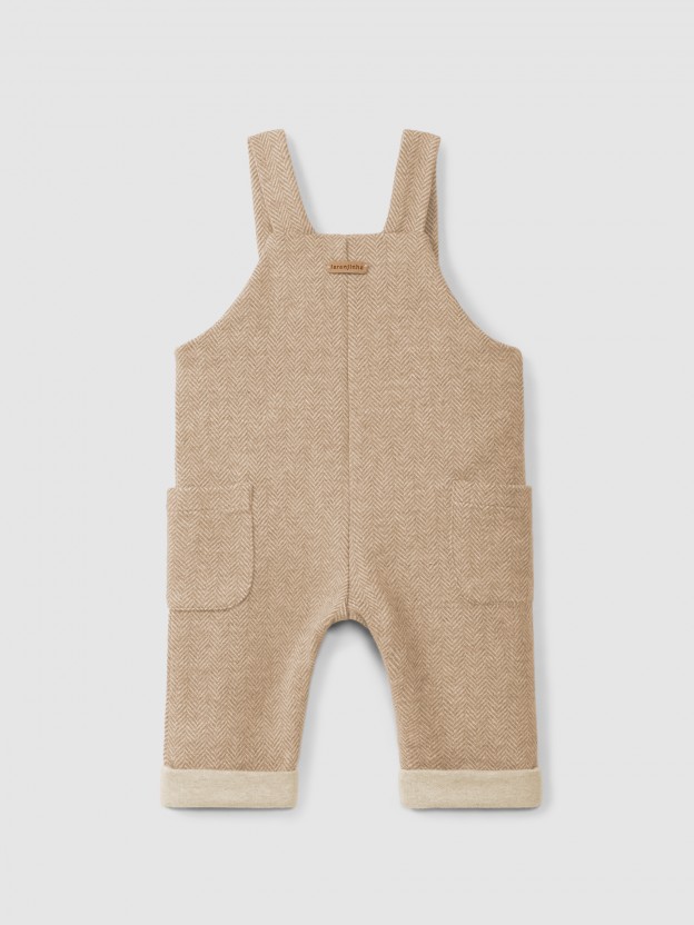 Dungarees in herringbone knit with pockets