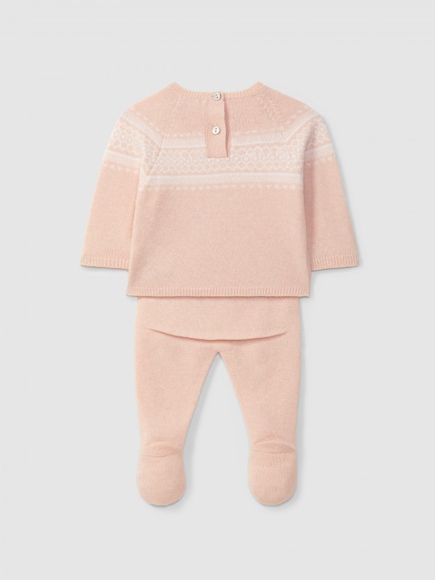 Knitted jacquard two-piece romper