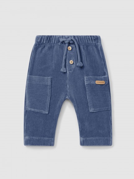 Pantalon pull-up en tissu de type velours ctel avec poches