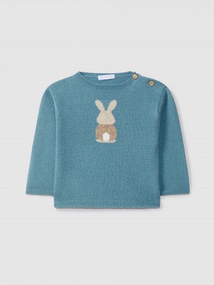 Knitted jumper with figurative intarsia