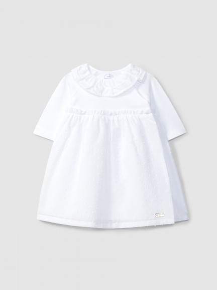 Embroidered fabric sleep sack and ruffled collar