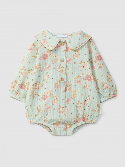 Floral shortie with lace detail on collar